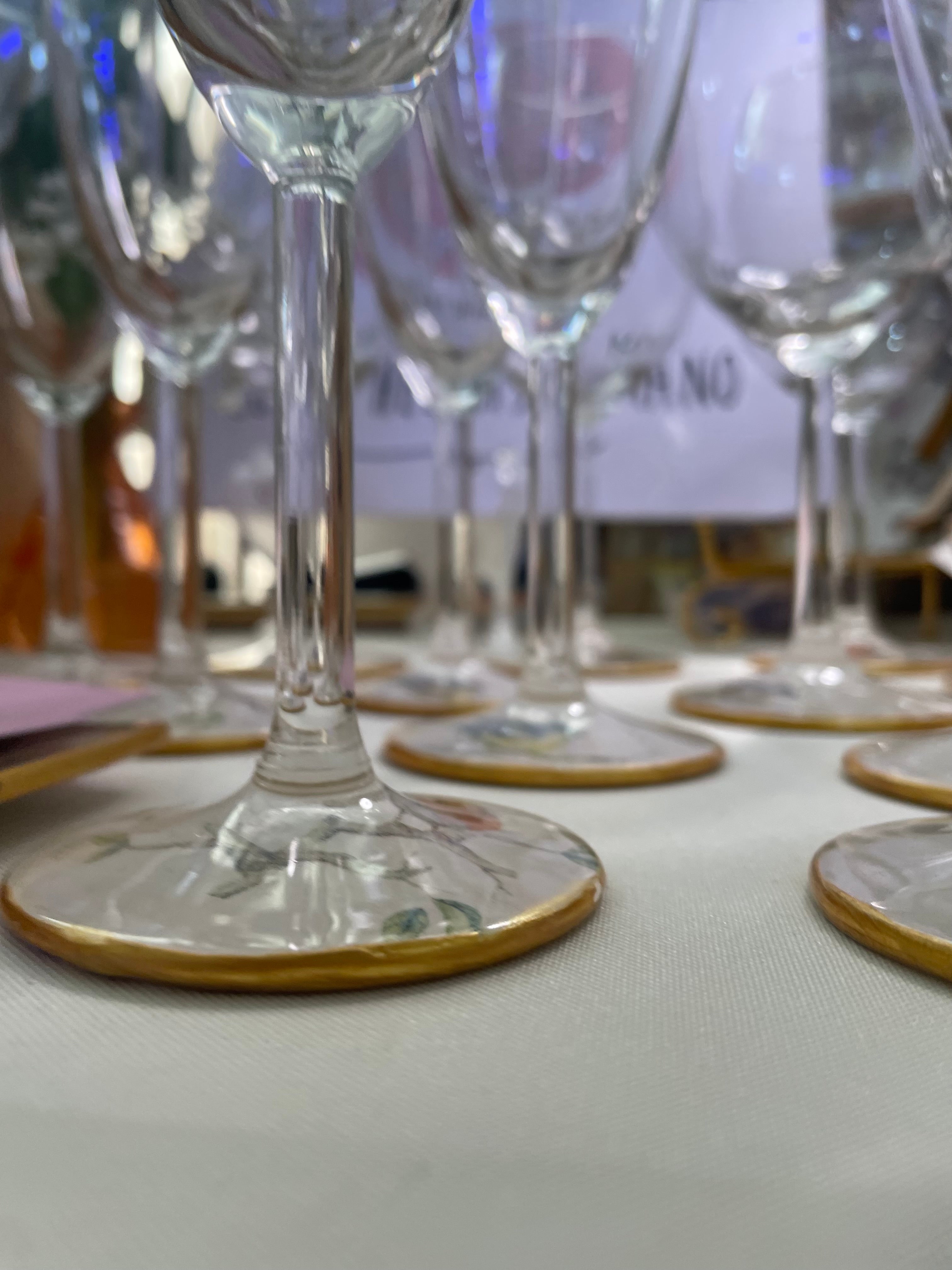 Set 6 Copas Espumante - Diseño Pajaritos