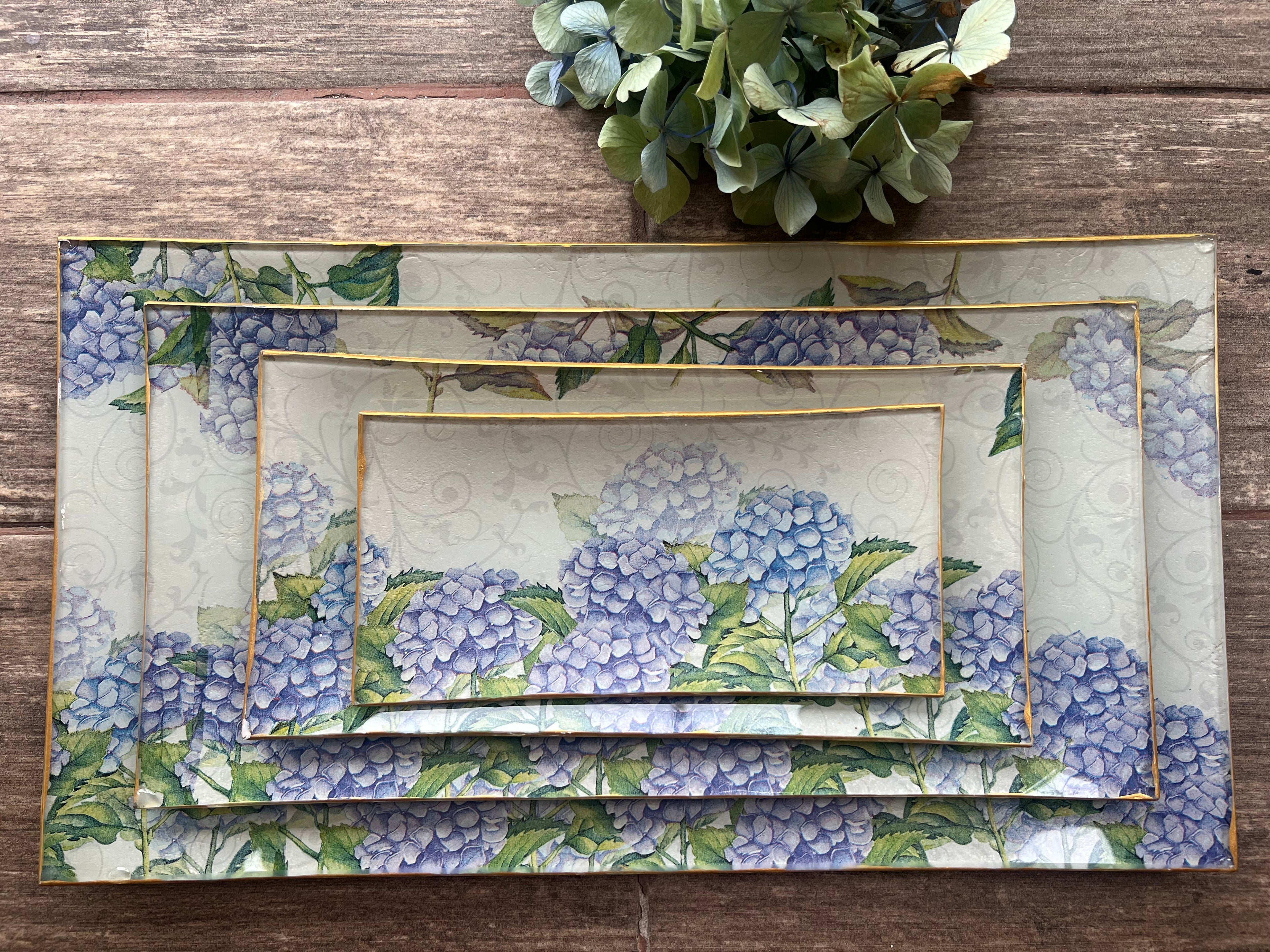 Set 4 Fuentes Rectangulares – Hortensias