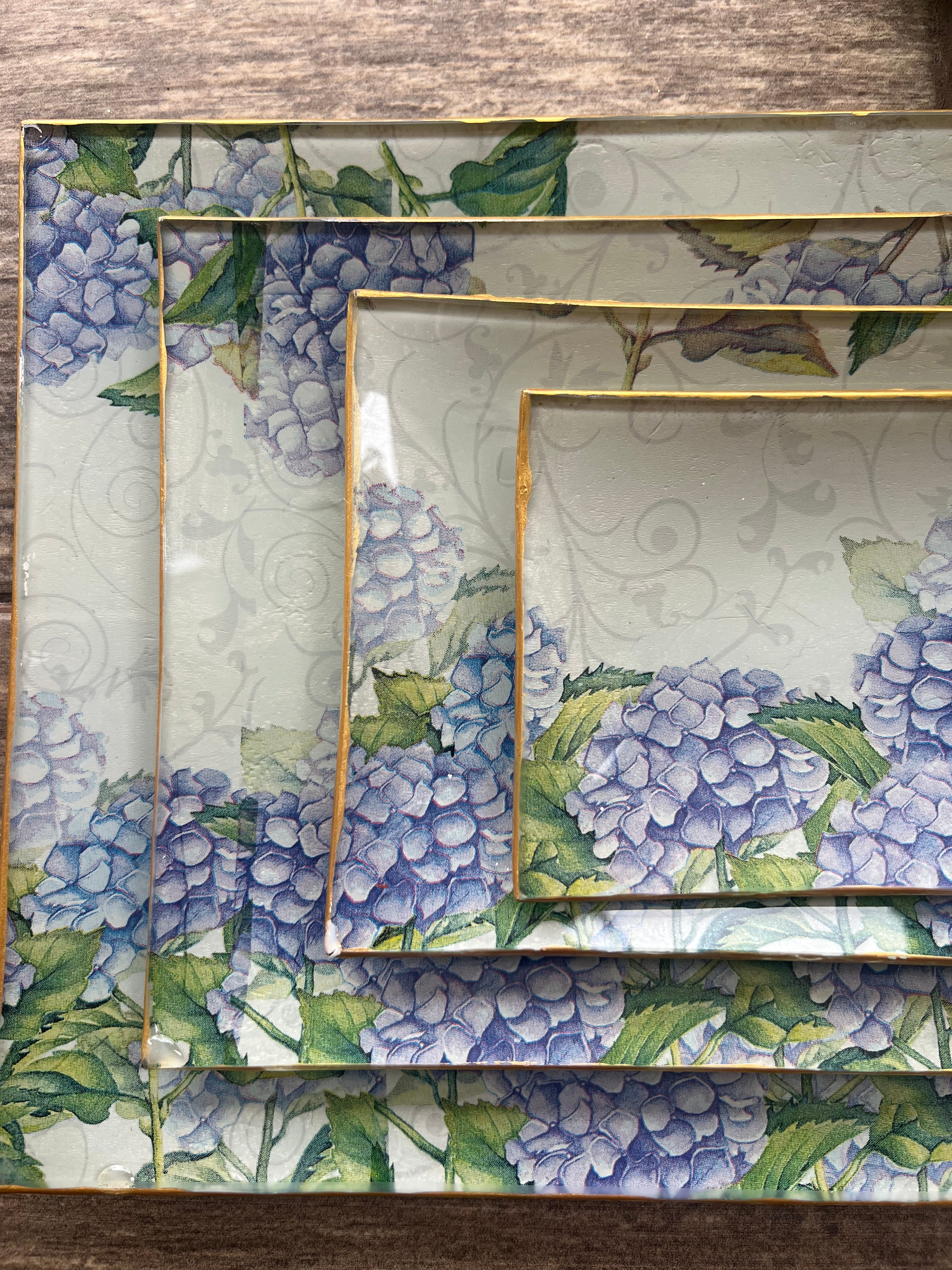 Set 4 Fuentes Rectangulares – Hortensias