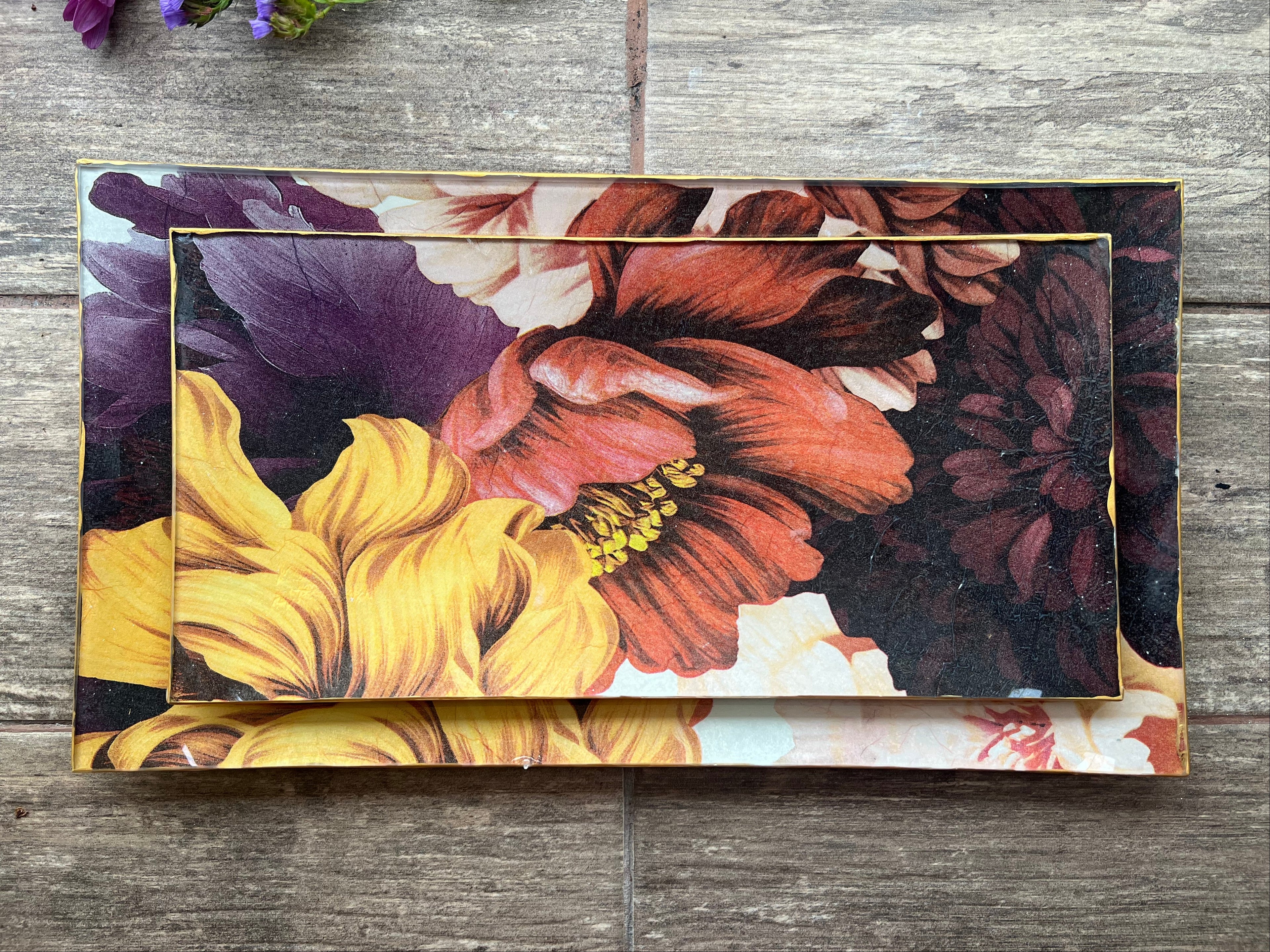 Set 2 Fuentes Rectangulares Grandes – Amapolas