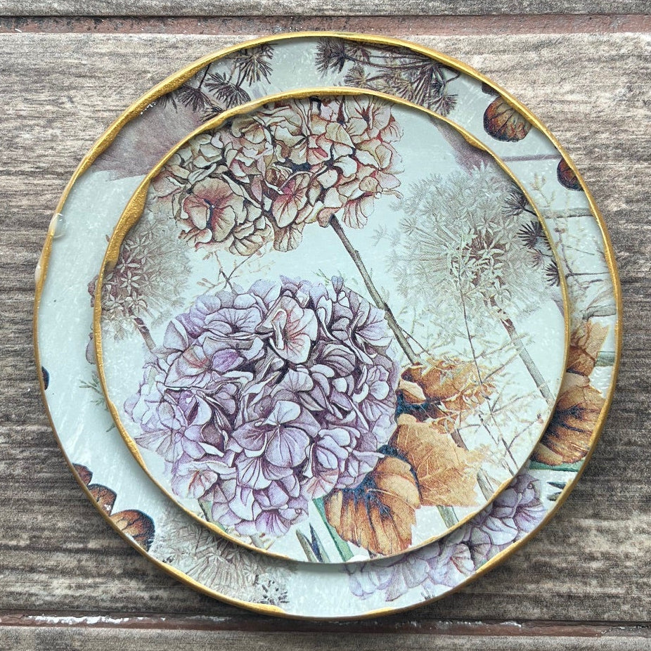 Set 2 Platos Pequeños - Hortensias Vintage - Forma a elección