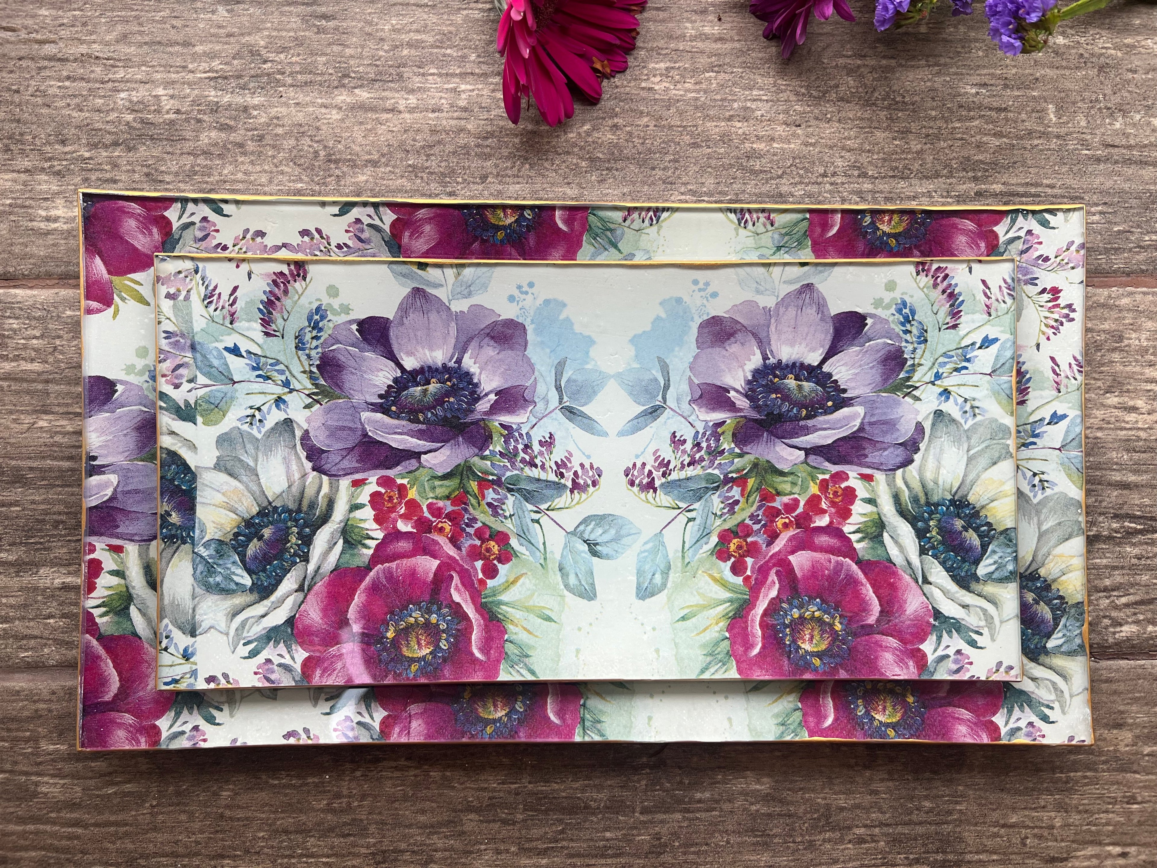 Set 2 Fuentes Rectangulares Grandes – Anémonas