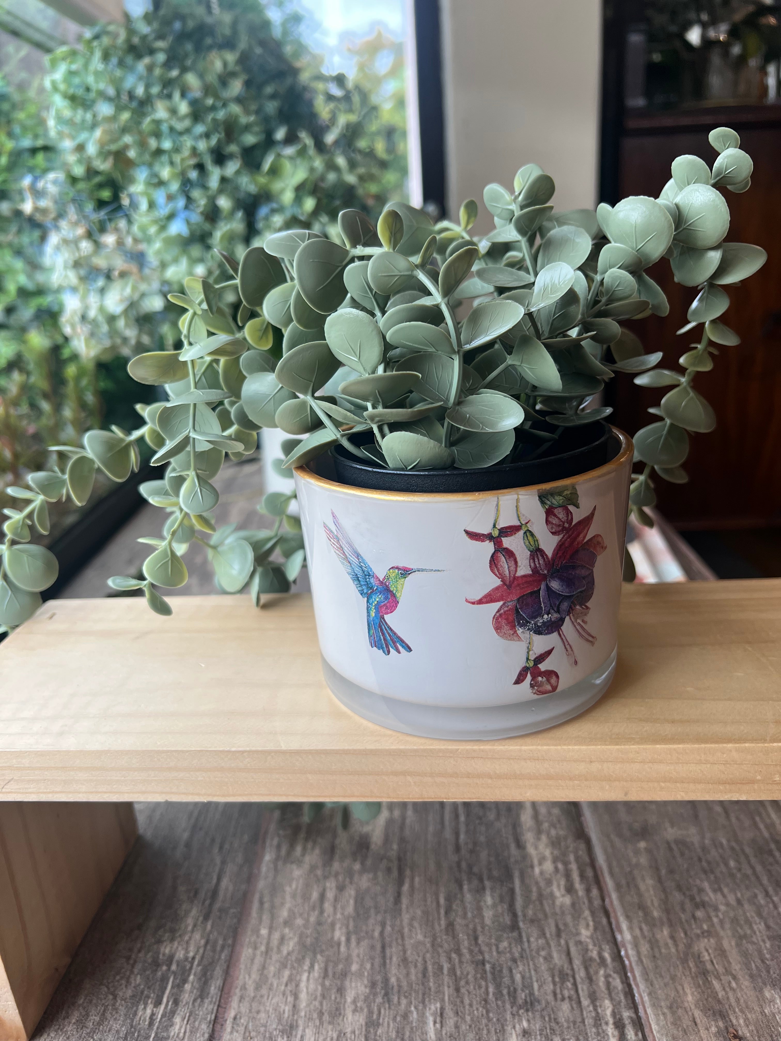 Portamaceta 11 cm - Colibrí con Fucsia