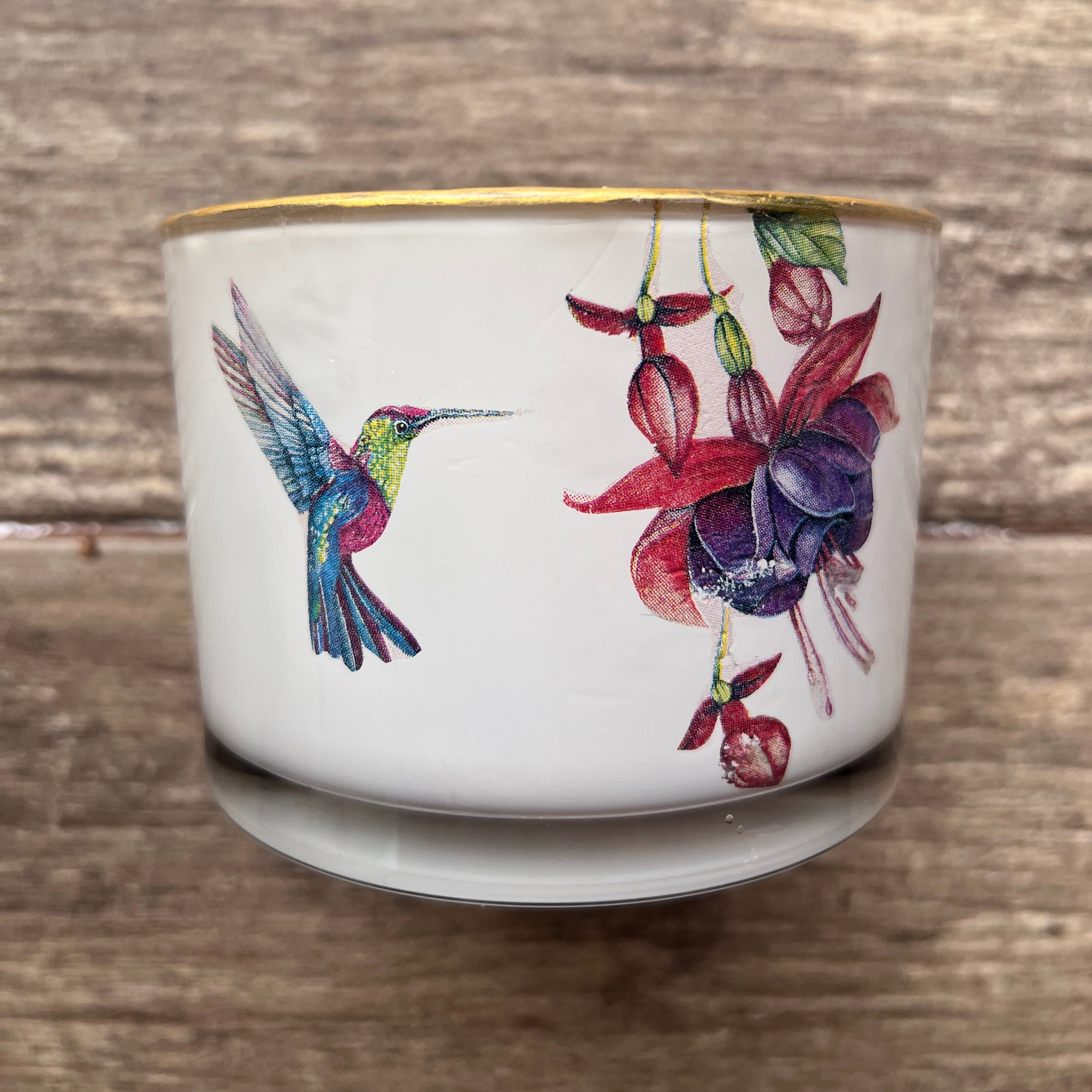 Portamaceta 11 cm - Colibrí con Fucsia