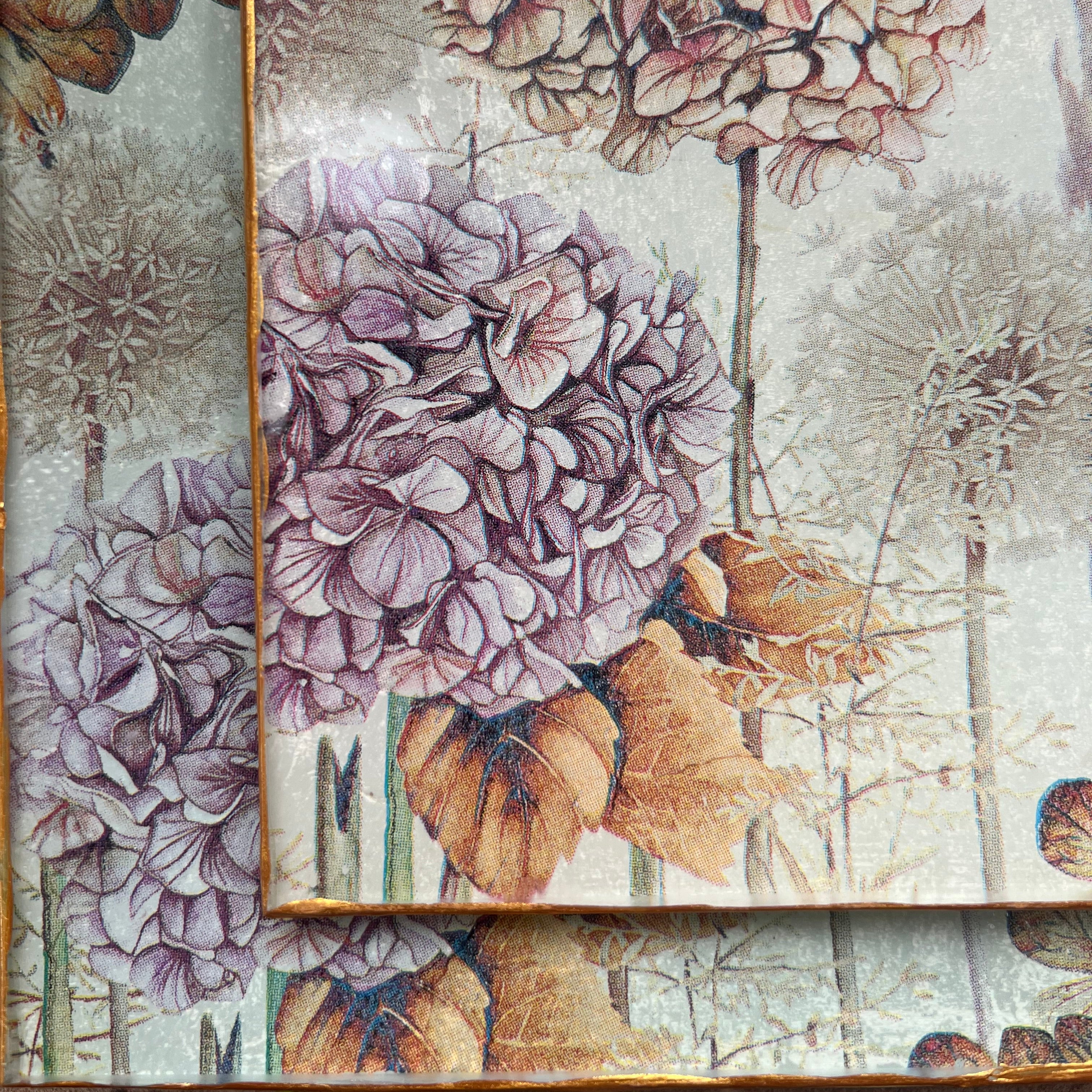 Set 2 Platos Cuadrados Grandes - Hortensias Vintage