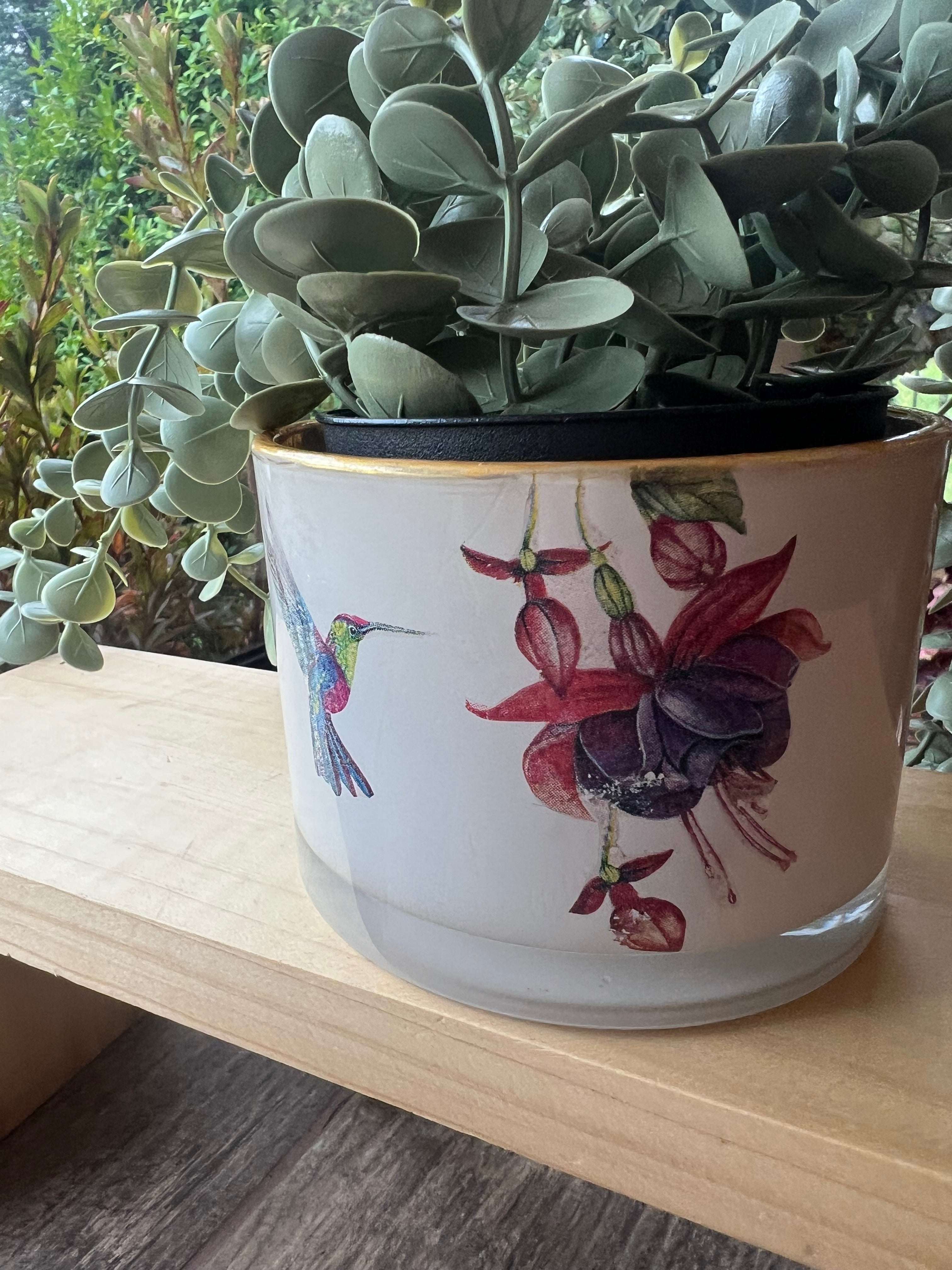 Portamaceta 11 cm - Colibrí con Fucsia